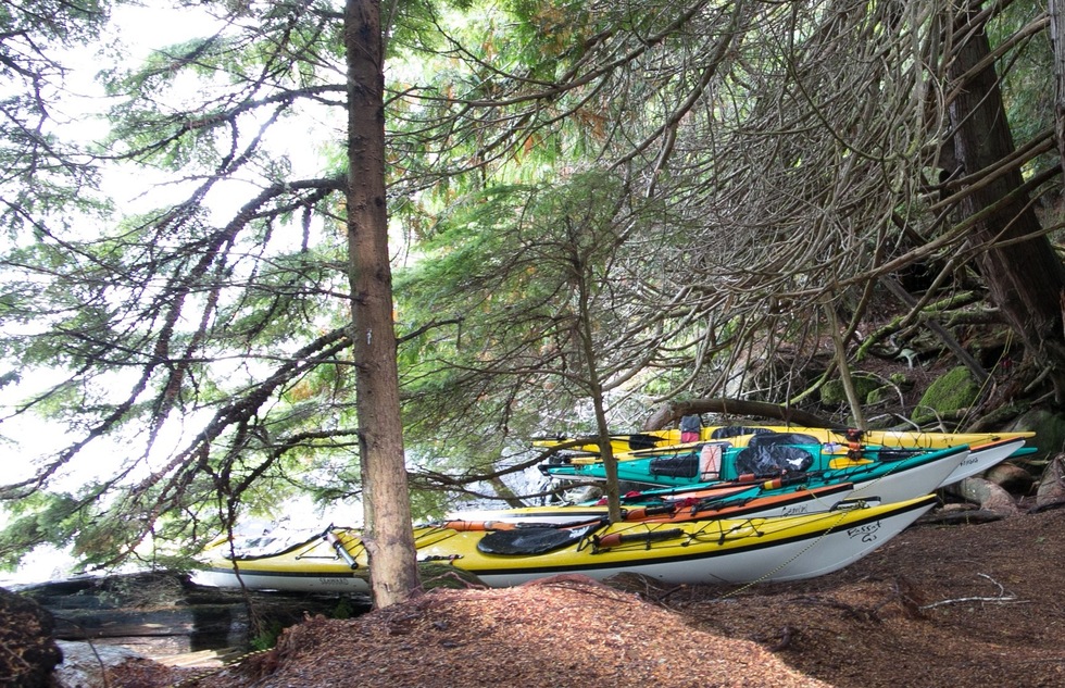Kayaks on Hanson Island, British Columbia