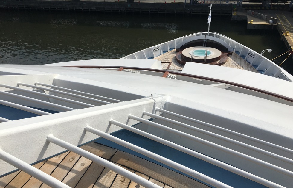 There's an additional hot tub in the stern of the boat.