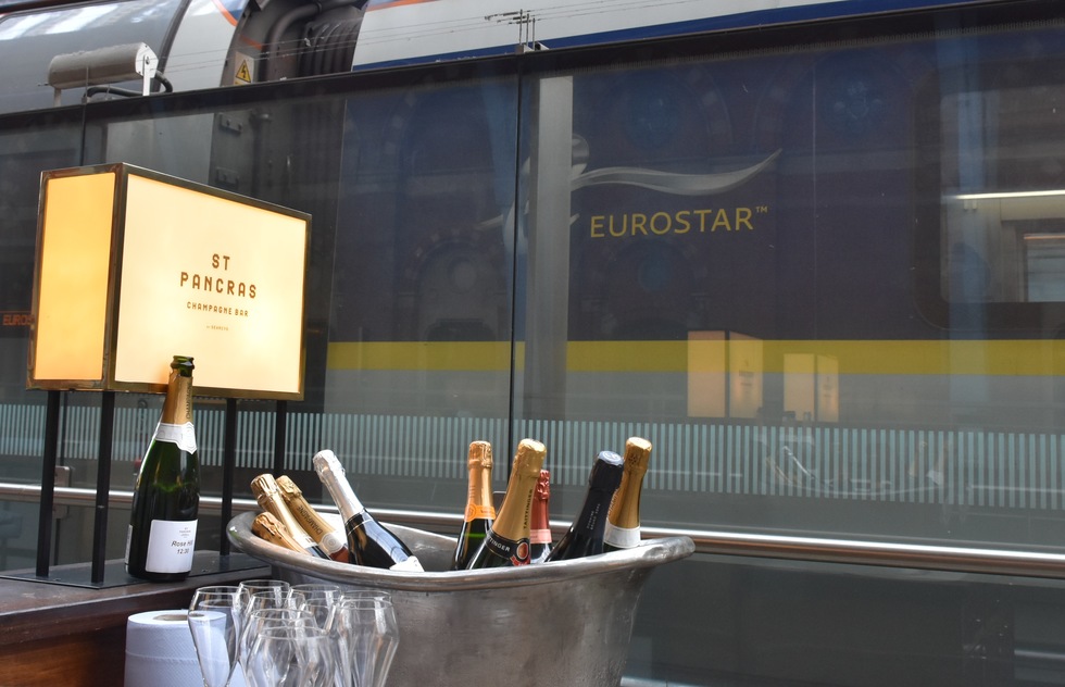 Champagne bar at St. Pancras railway station in London