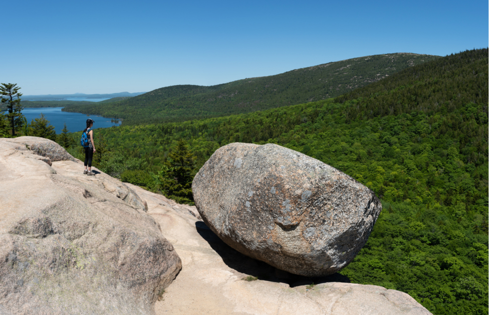 Acadia National Park offers a rare look at a precarious rock