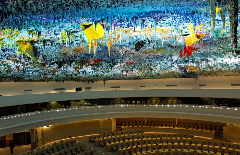 Ceiling at the United Nations Office at Geneva, Switzerland