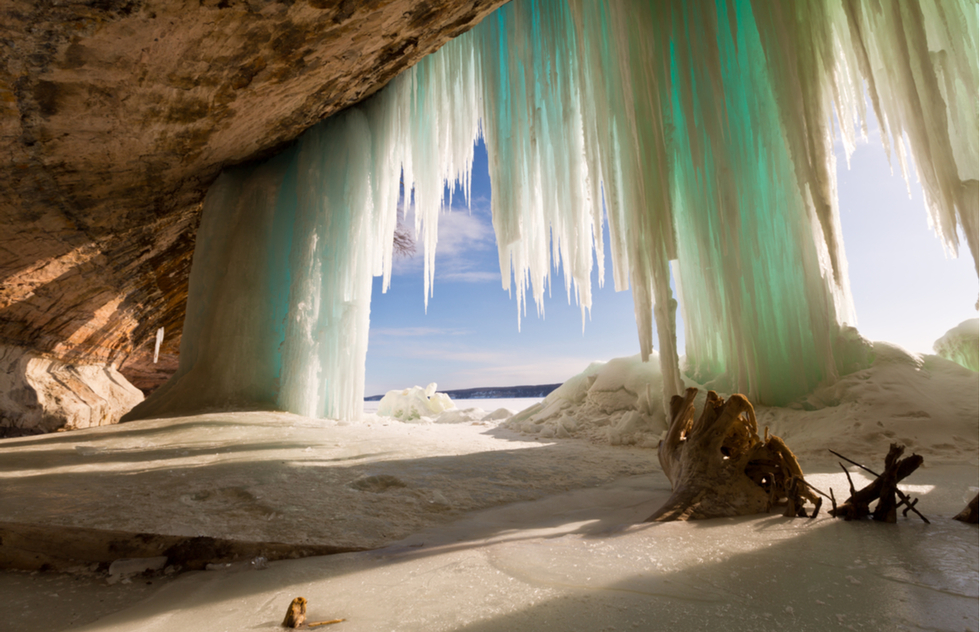 Frozen waterfall along Michigan's Pictured Rocks National Lakeshore