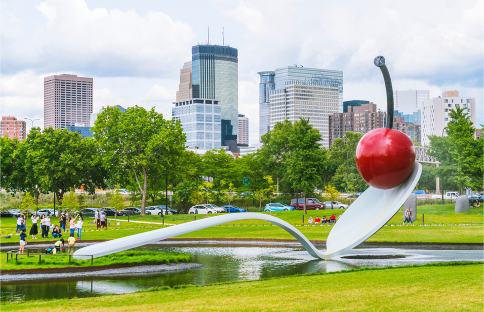 "Spoonbridge and Cherry" by Claes Oldenburg and Coosue van Bruggen at the Minneapolis Sculpture Garden