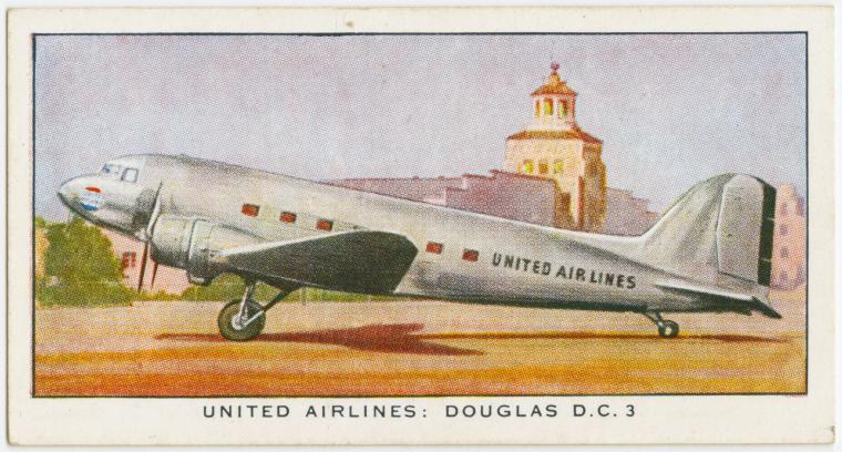 Air Liners of the 1930s on trading cards: United Airlines: Douglas D.C. 3 (U.S.A.)