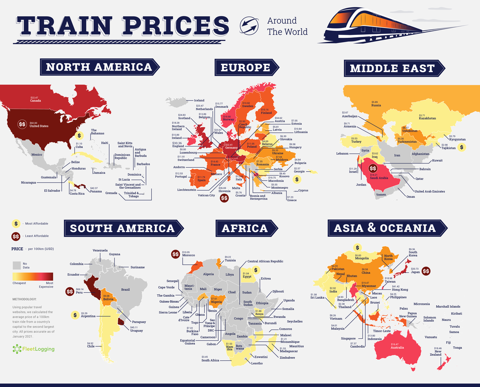 Here Are the Countries with the Least and Most Expensive Plane and Train Travel | Frommer's