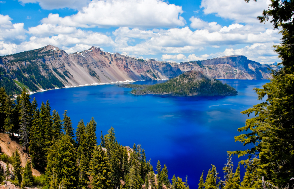 A bird's eye view of Crater Lake in Oregon