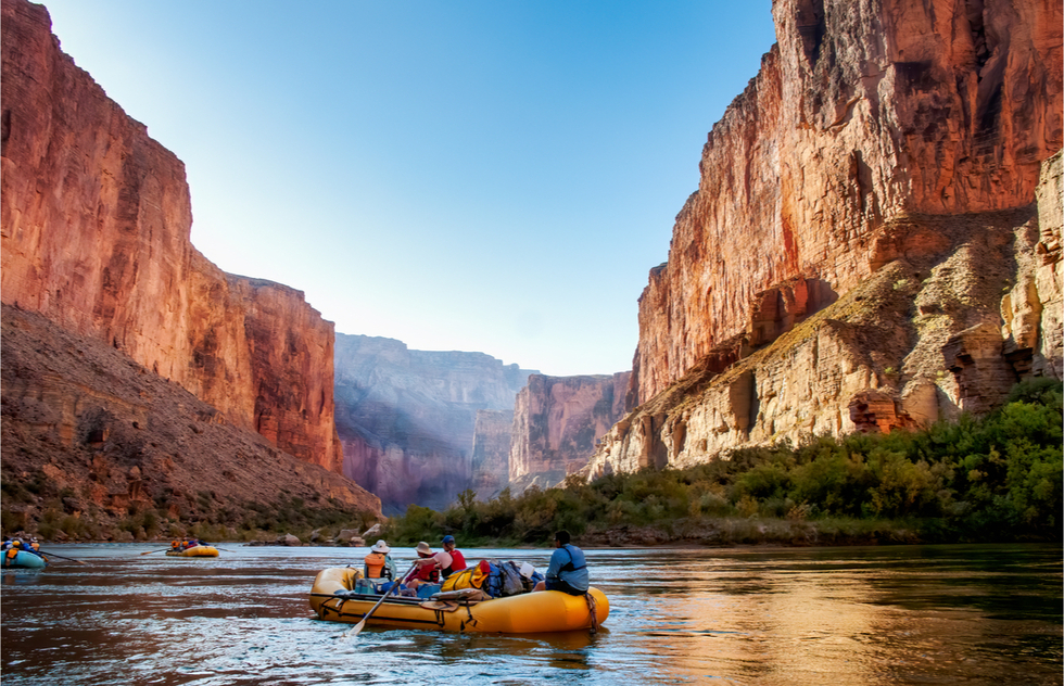 Rafters on the Colorado River in the Grand Canyon