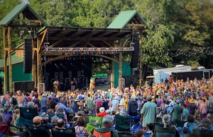 A crowd listens to music at the Floyd Festival in Floyd Virginia, off the Blue Ridge Parkway