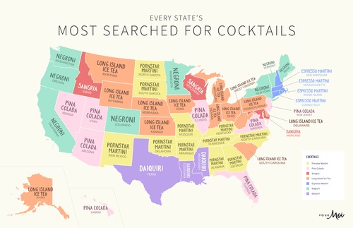 Most popular Cocktails in Each US State