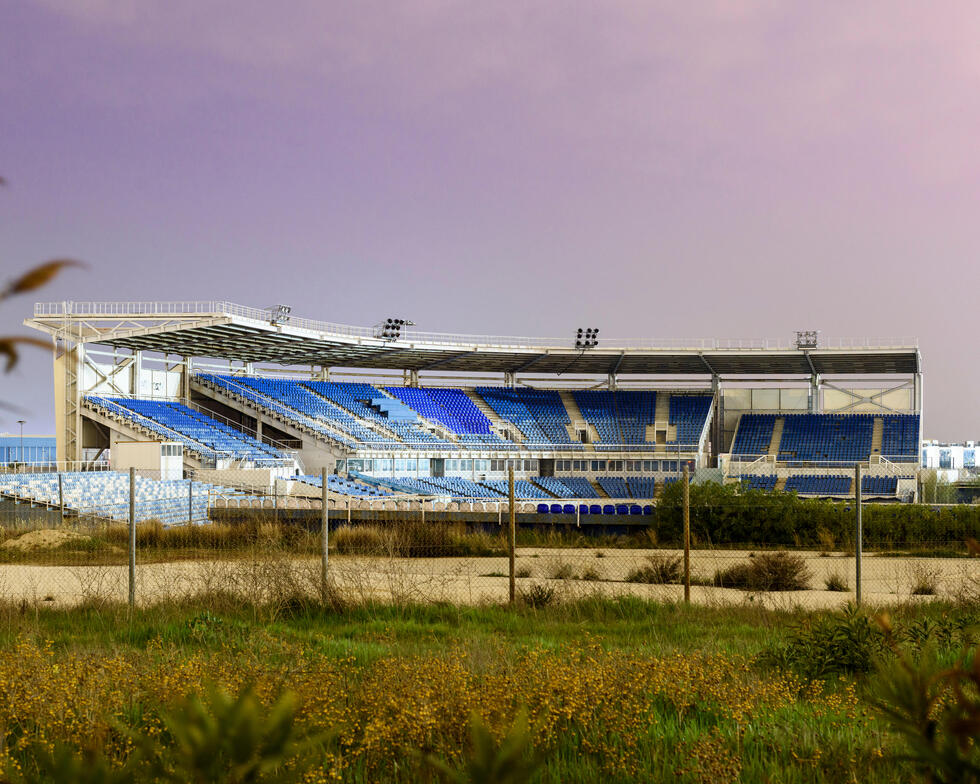 Atlas of Forgotten Places excerpt: Abandoned baseball stadium at Hellinikon Olympic Complex near Athens, Greece