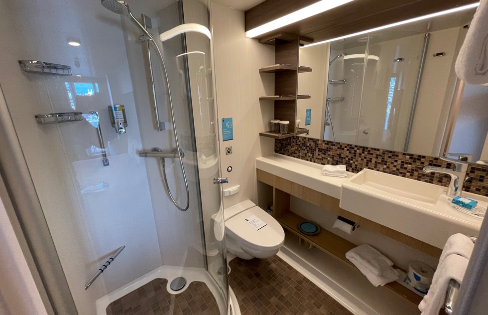 Royal Caribbean's Odyssey of the Seas: Bathroom of a typical stateroom