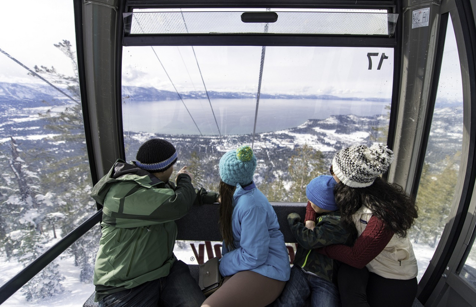 Gondola at Heavenly Mountain Resort next to Lake Tahoe in California and Nevada