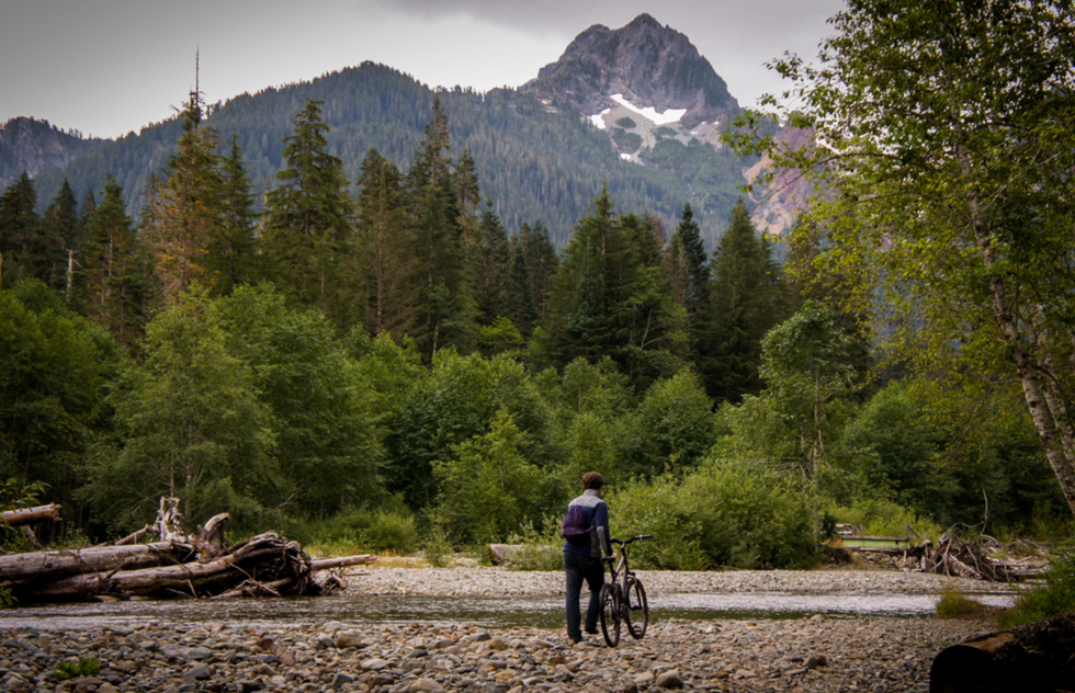 Mountain biking in Mount Baker-Snoqualmie National Forest in Washington State