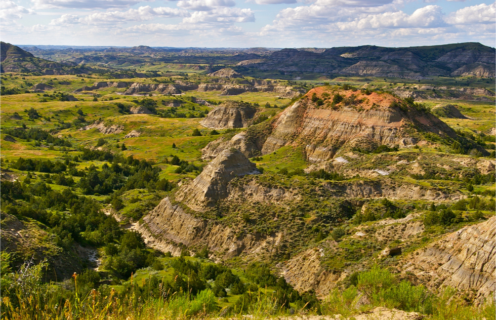 Great National Parks for Spring Vacations: The prairies of Theodore Roosevelt National Park in North Dakota.