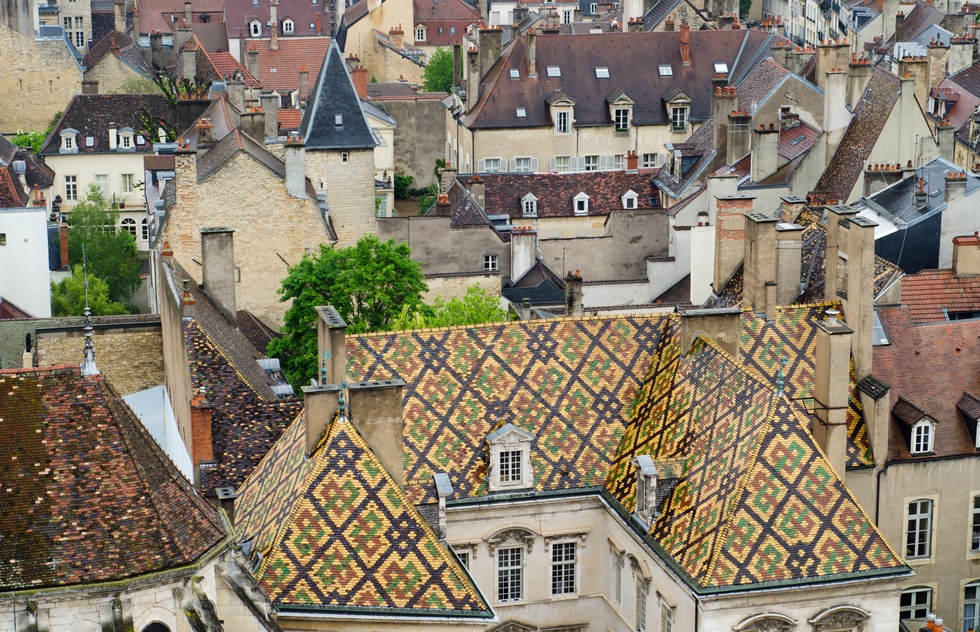 A look at the roofs of the city of Dijon in France