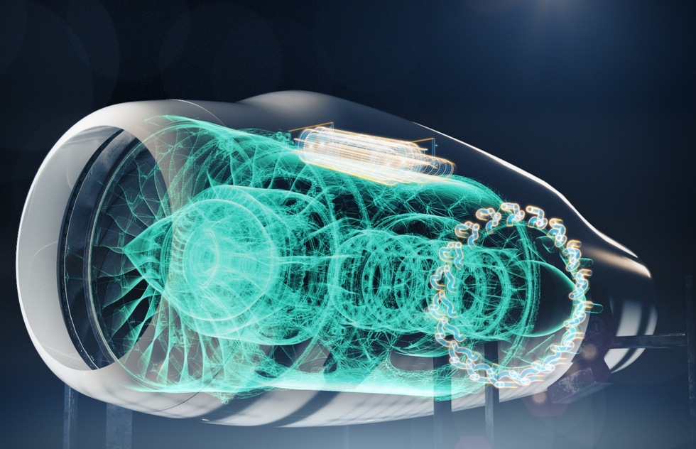 An artist's rendering of a hydrogen engine from Rolls-Royce