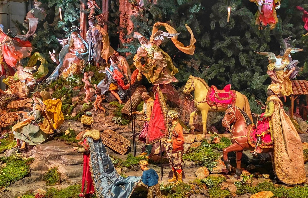 A close up of the Christmas creche at the Metropolitan Museum of Art in New York City