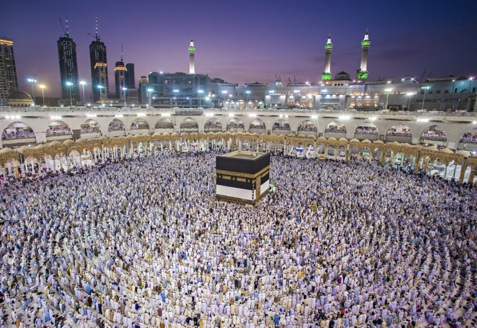 The world's holiest places: the Kaaba in Mecca, Saudi Arabia