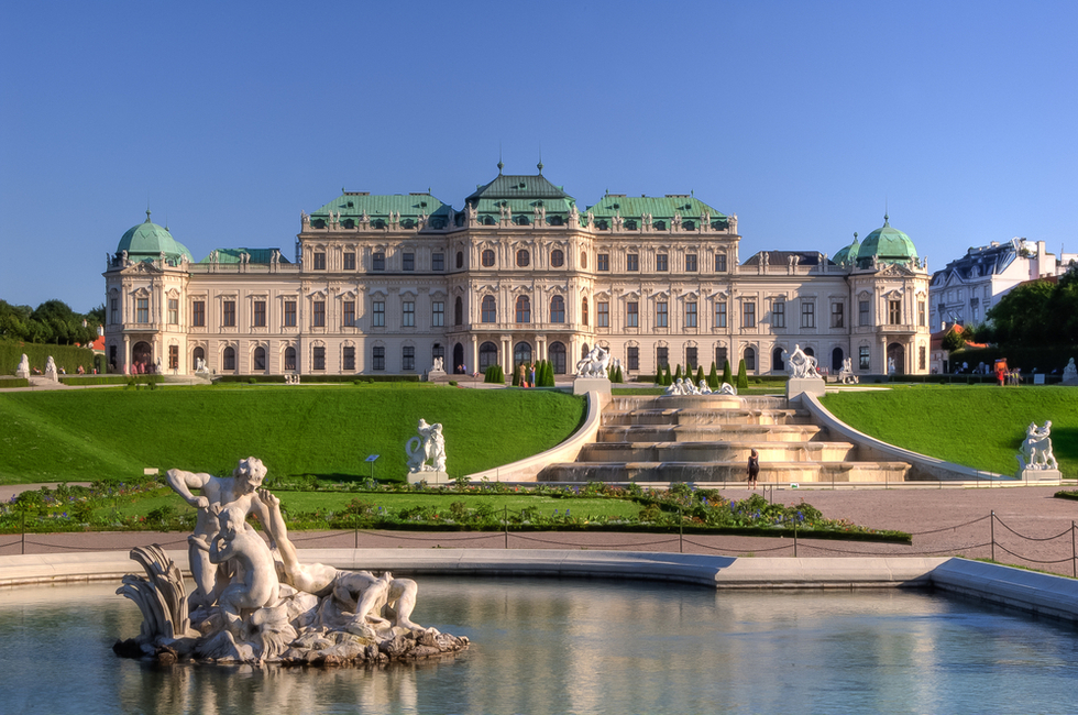 A fountain at Belvedere Palace in Vienna, Austria