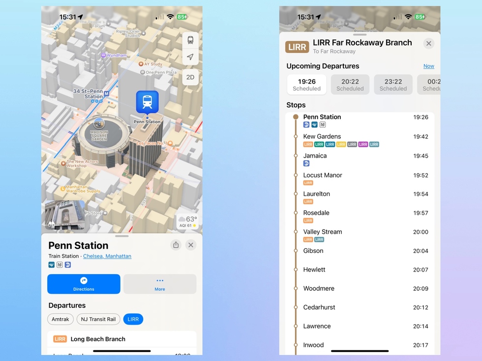 iphone tips for travel: find train schedules using Maps on iPhone