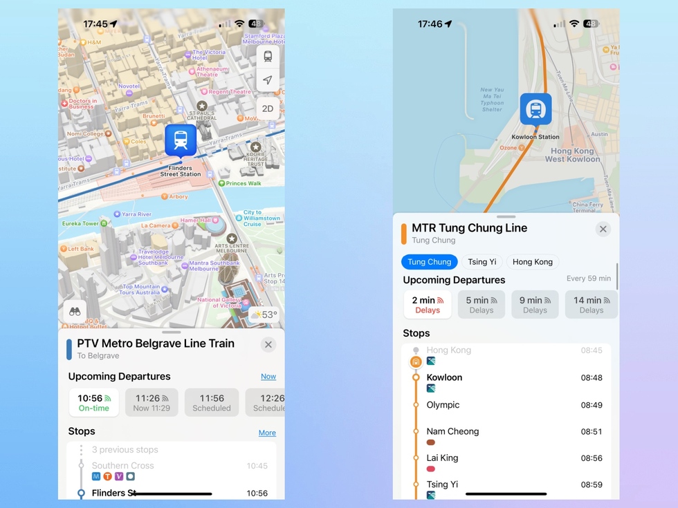 iphone tips for travel: find train schedules using Maps on iPhone