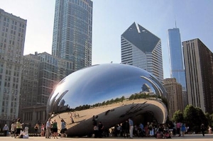Cloud Gate (nicknamed "the Bean") is the Anish Kapoor sculpture in Chicago's Millennium Park.