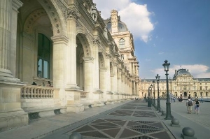 Exterior of the Louvre.
