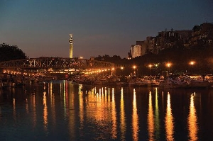 Port de l' Arsenal Genius of Liberty on top of Colonne de Juillet in Place Bastille, Paris