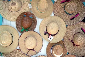 Hats for sale on Middle Caicos.
