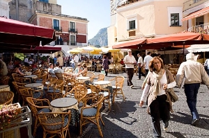 La Piazzetta shows its best side after the day-trippers have left Capri town.