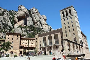 The Basilica of Montserrat can be reached by road or train and aerial cable car; from there, take a funicular to the peak.
