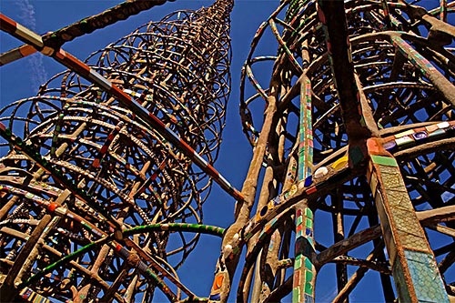 The steel and cement Watts Towers, Los Angeles, California.