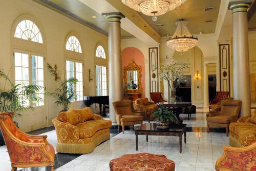 The elegant lobby at Bourbon Orleans Hotel.