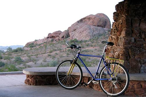 Mountain bike riding in Papago Park, Phoenix.