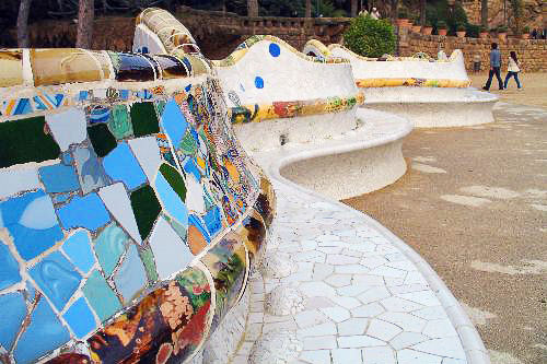 Antoni Gaudí's intricate mosaic work is featured extensively throughout Parc Güell.