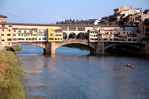 The Ponte Vecchio was the only one of Florence's medieval bridges left standing by the retreating German army in 1944.