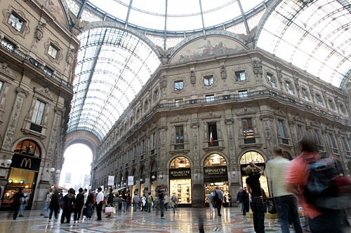 The glass-roofed 1867 Galleria Vittorio Emanuele II became a model for shopping malls worldwide.