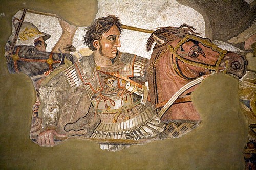 The museum's prize mosaic, from Pompeii, showing Alexander the Great and his steed Bucephalus in battle against the Persians.