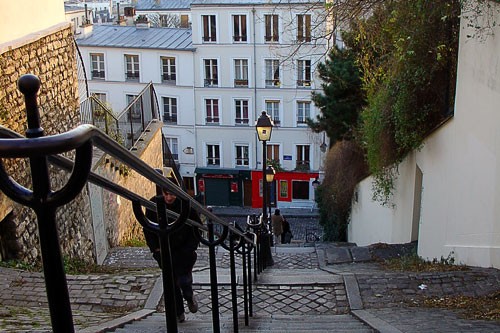 Ladder Street in Montmarte, Paris, France.