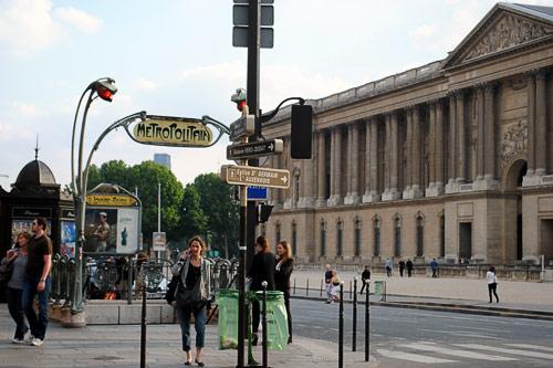 The Louvre-Rivoli M&eacute;tro station in Paris.