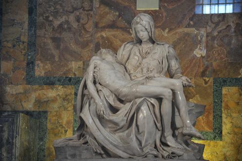 La Pieta by Michelangelo in St. Peter's Basilica, Vatican City, Rome, Italy.