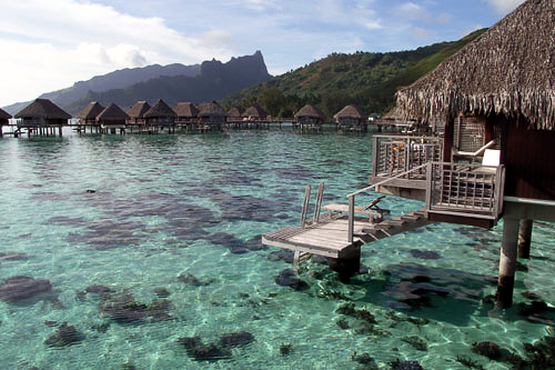 Overwater Bungalows in Moorea, French Polynesia