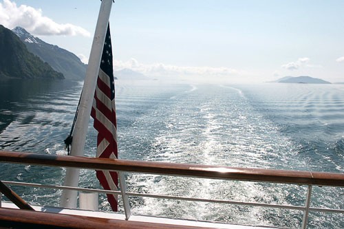 Southeast Alaska from the stern of Cruise West's <em>Spirit of Endeavour</em>