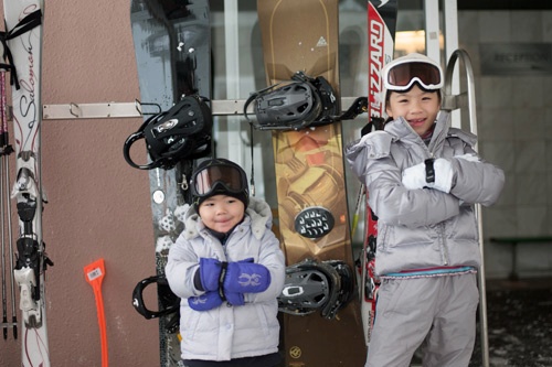 Young snowboarders in Niseko, Japan.