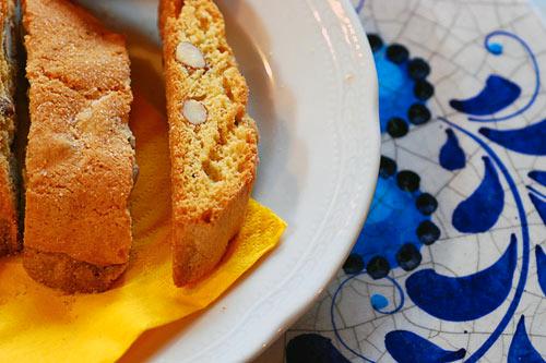 Cantuccini, a type of almond biscotti that's said to originate from the Tuscan town of Prato.