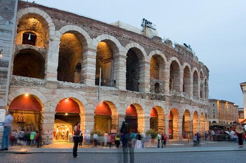 The Verona Arena, Arena di Verona at dusk, Italy