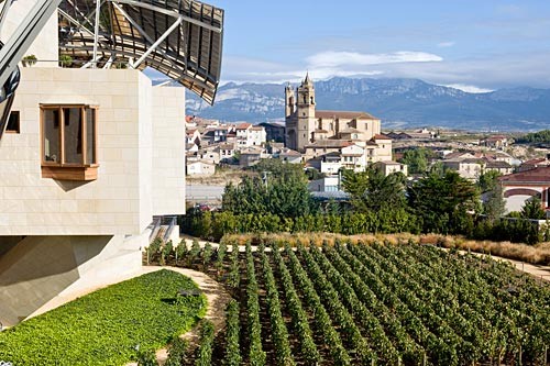 Frank Gehry's surreal luxury hotel overlooks the historic Marqués de Riscal winery in Elciego.