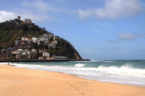 A shot of the West side of the bay in San Sebastian (Donostia), Spain