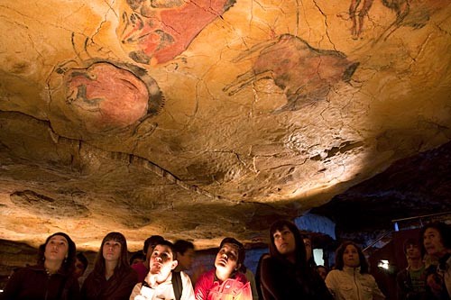 Prehistoric cave paintings in Cantabria. Life-size replicas of the world-famous Altamira Paleolithic cave drawings, deemed the