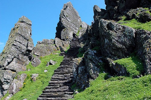 Stone staircase leading to Skellig Michael.